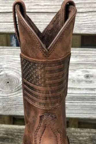 Vista 5 de Botas vaqueras deportivas para hombre, botas vaqueras retro con punta cuadrada, botas de trabajo rural, botas de caza para hombre, botas vaqueras