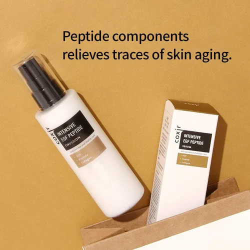 Vista 7 de coxir Emulsión intensiva de péptido EGF l Hidratante activador juvenil para rostro con EGF (factor de crecimiento epidérmico), multipéptidos l