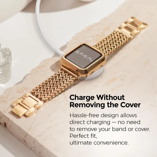 Vista 5 de My Pretty Strap Funda Protectora XOXO Brillante para Apple Watch – Cubierta de Metal de Lujo para Mujeres, Resistente a Arañazos – Compatible