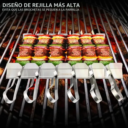 Vista 4 de Estante Kabob para brochetas de Kebab - Estante de barbacoa de acero