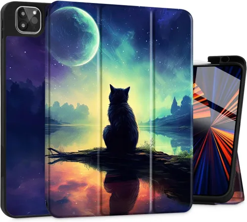 Vista 21 de Funda Tuiklol para iPad Pro de 12.9 pulgadas 2022 2021 2020 2018 6th / 5th / 4th / 3rd Gen Built in Pencil Holder Protective Stand Back Cover with