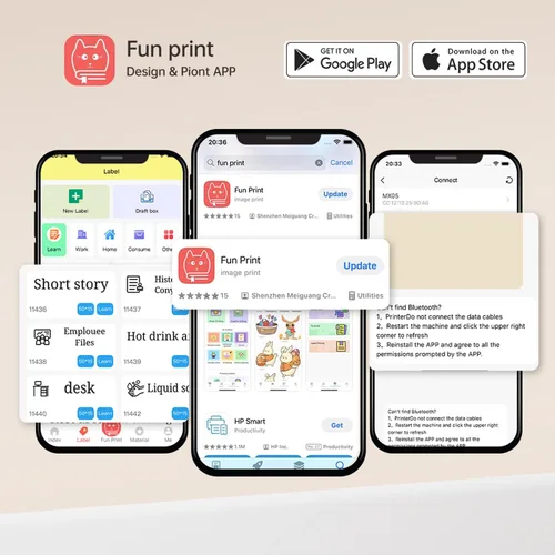 Vista 5 de Cabaro Mini Impresora de Calcomanías Impresora Térmica con 3 Rollos de Papel, Cápsulas de Impresión de Teléfono Portátil Bluetooth