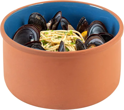 Vista 22 de Restaurantware-Terra Tek Cazuelas de Terracota de 2.7 Onzas, 2 Ollas de Arcilla Esmaltada Azul Para Cocinar - Listas para Horno, Aptas
