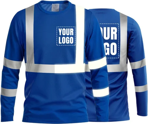 Vista 60 de La alta visibilidad reflexiva de las camisetas de la seguridad del logotipo de encargo Hola Vis de Verde neón - Estilo 8
