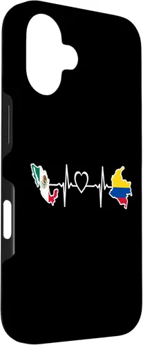 Vista 3 de iPhone 16 Bandera de Colombia Mexicana - Funda de latidos del corazón de Colombia Mexicana