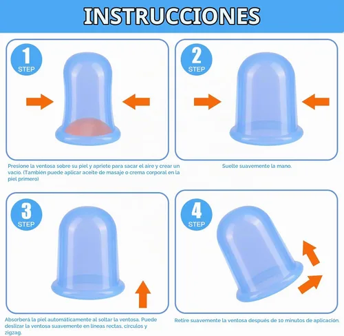 Vista 7 de Juego de terapia de ventosas de silicona (6 piezas), kit de ventosas para terapia de masaje Azul transparente