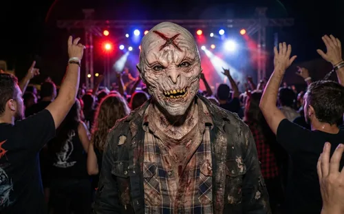 Vista 5 de Máscara de cabeza de monstruo zombi de látex X para Halloween, maquillaje y accesorios de disfraces LARP