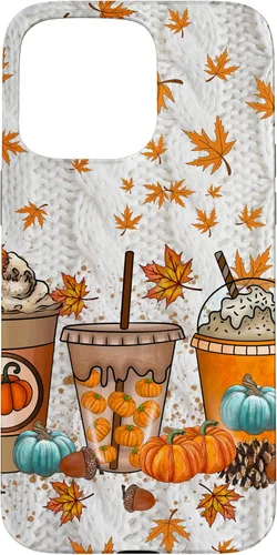 Vista 28 de iPhone 16 Thanksgiving Autumn Leaves Pumpkin Spice Knitted Print Phone Case