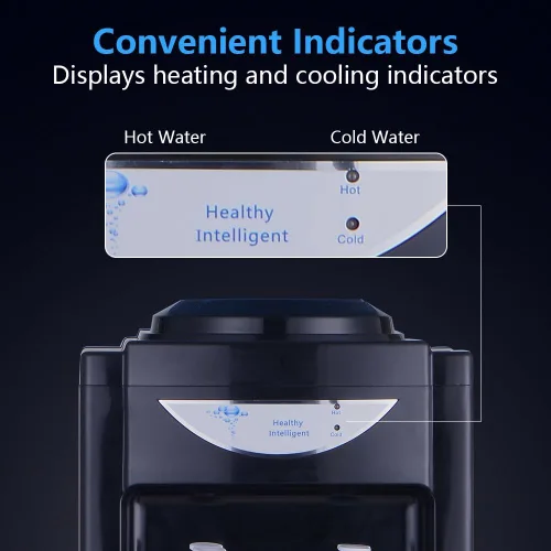 Vista 5 de Dispensador de agua enfriador, dispensador de agua de carga superior para agua caliente y fría, dispensador de agua de 5 galones con cerradura