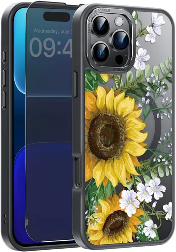 Vista 16 de Goodon para iPhone 15 Pro Max con protector de pantalla de privacidad, compatible con Magsafe, funda translúcida mate a prueba de golpes - Linda