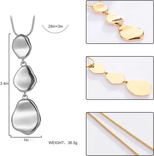 Vista 5 de Collares largos con colgante para mujer, colgante de múltiples capas, conjunto de collar en Y, colgante de declaración elegante