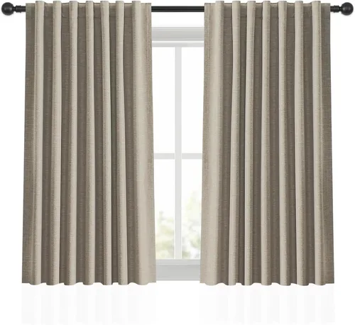 Vista 71 de Cortinas opacas de 54 pulgadas de largo para dormitorio, sala de estar, cortinas beige con aislamiento térmico, oscurecimiento de la habitación