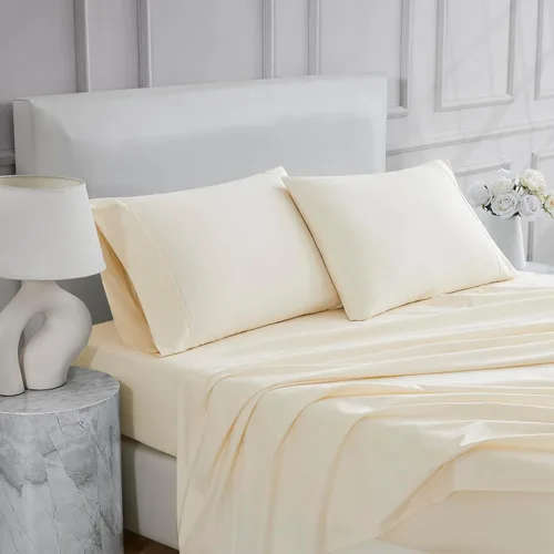 Vista 23 de Linen Closet Juego de sábanas tamaño individual – 100% algodón natural percal, juego de sábanas de cama individual de 3 piezas refrescante