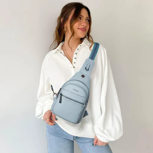 Vista 9 de Bolsa bandolera de 7 litros para mujeres y hombres, bolsa cruzada de hombro, mochila, cangurera, bolsa de viaje de piel sintética