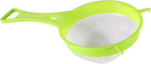Vista 5 de BENBO Juego de 4 coladores de malla de plástico, colador de plástico con mango largo, tamiz de harina de leche de soja, colador de plástico