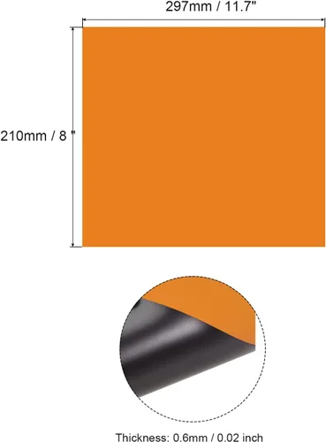 Vista 2 de Tablero magnético de hoja magnética de borrado en seco, 11.7 x 8 pulgadas/naranja/paquete de 5