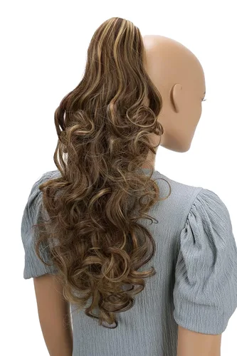 Vista 11 de Prettyshop - Extensión de cola de caballo de 24 pulgadas con clip, larga, voluminosa, ondulada, resistente al calor, color negro H63