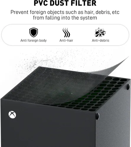 Vista 2 de RHOTALL Cubierta de filtro de polvo para Xbox Series X con filtro de polvo de PVC, tapones antipolvo de silicona para puertos, kit de polvo 13 en 1