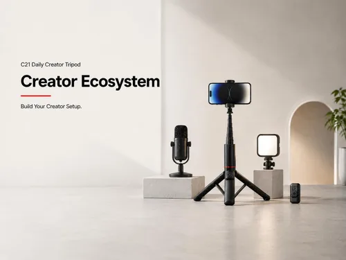 Vista 6 de Minimal Creator - Trípode para iPhone, compacto de 53 pulgadas Compact phone tripod with Bluetooth remote for everyday vlogging, café workspace