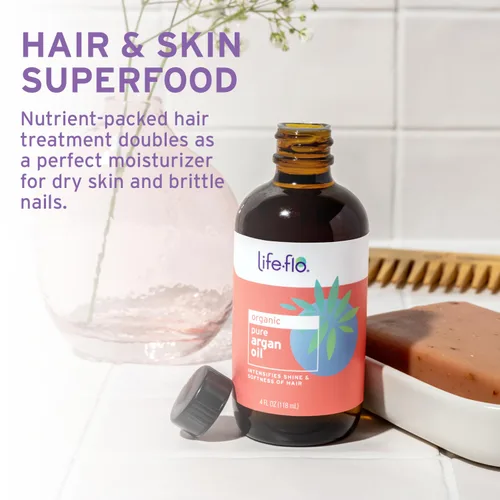 Vista 4 de LIFE-FLO Aceite de argán puro Orgánico y prensado en frío Intensifica el brillo y la suavidad del cabello y minimiza las puntas abiertas