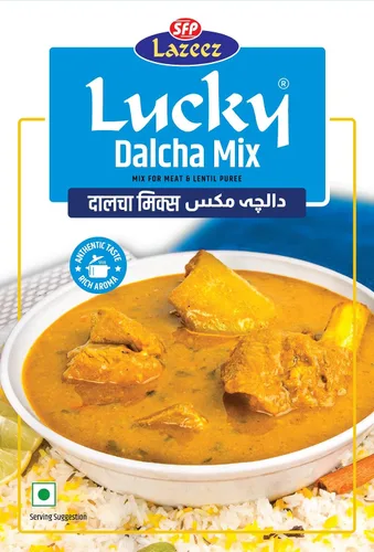 Vista 4 de Lucky Dalcha Spice Mix / Dal Gosht Masala (paquete de 5) - Mezcla de polvo listo para hacer sabroso guiso de carne, lentejas y verduras - Bajo