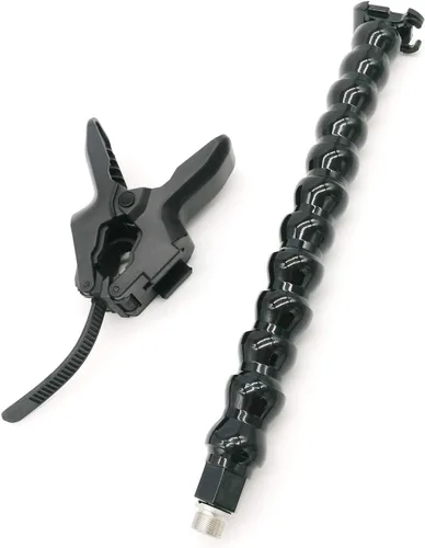 Vista 2 de Soporte de abrazadera para micrófono de mesa con soporte de extensión de cuello de cisne de 5/8 pulgadas y 27 hilos para micrófonos, funciona