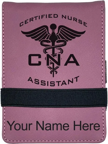 Vista 12 de LaserGram Mini padfolio con bloc de notas y bolígrafo, asistente de enfermera certificada por la CNA, grabado personalizado incluido (verde azulado)