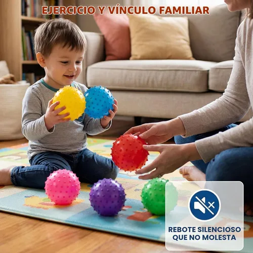 Vista 6 de LOVEINUSA 6 bolas de rebote, bolas sensoriales de 6 pulgadas con bomba para bebés y niños pequeños