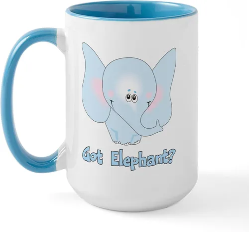 Vista 33 de CafePress Blue Elephant - Taza de café de cerámica de 15 oz (15.0 fl oz)