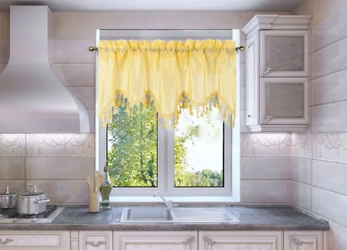 Vista 14 de Cenefa de cortina de ventana de cascada de seda sintética sólida con flecos de 55 x 18 pulgadas, ondulado (1, negro)