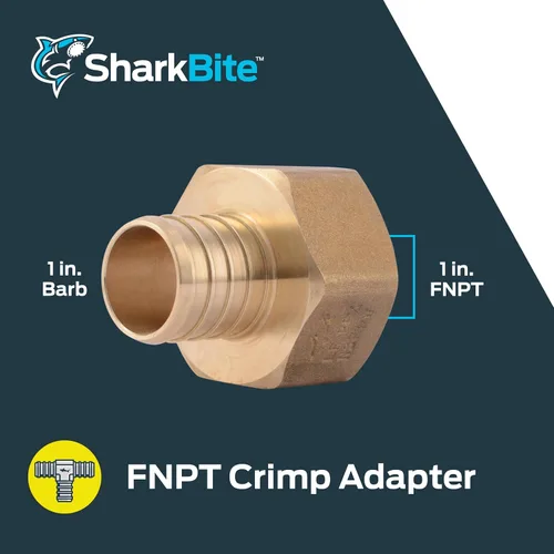 Vista 2 de SharkBite Adaptador hembra de crimpado de 1 pulgada, accesorio de fontanería de latón, tubo PEX, PE-RT, UC094LFA