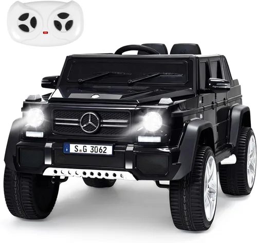 Vista 11 de COSTZON - Automóvil eléctrico para niños con licencia Mercedes-Benz Maybach, batería de 12 V, 2 motores, control remoto, 3 velocidades, luces, Rosa