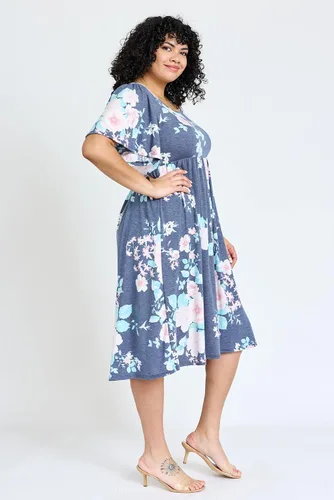 Vista 6 de Eloges - Vestido midi floral con manga mariposa para mujer, S-3X