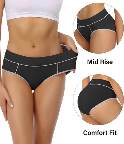 Vista 2 de wirarpa - Ropa interior elástica de algodón para mujer cómodas de media cintura pantaletas transpirables Multipaquete