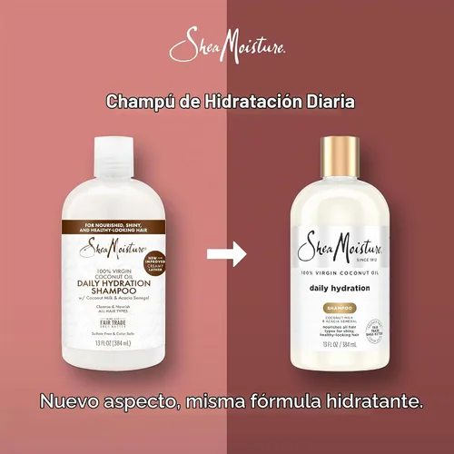 Vista 3 de SheaMoisture Champú de hidratación diaria para todo tipo de cabello, 100% aceite de coco virgen, sin sulfatos, 13 onzas