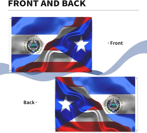 Vista 5 de Banderas para exteriores de 5 x 8 pies, bandera de Puerto Rico y El Salvador y Puerto Rico, banderas de impresión de doble cara de 5 x 8 pies