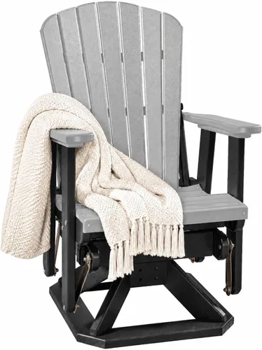 Vista 12 de DutchCrafters Slat Fan Back Poly Adirondack Swivel Glider Outdoor Patio Chair (Black)