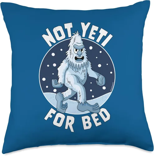 Vista 5 de Funny Yeti for Bed Abominable Snowman Pajamas-Not Ready For Bed Funny Yeti - Almohada de 16 x 16 pulgadas, multicolor