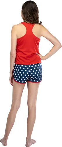 Vista 4 de INTIMO Wonder Woman Logo Conjunto de pijama de malla y pantalones cortos para mujer