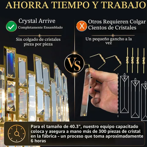 Vista 2 de Candelabros de cristal para comedor Candelabro moderno rectangular Iluminación colgante contemporánea Fijo de luz lineal dorado 17 luces rectangular