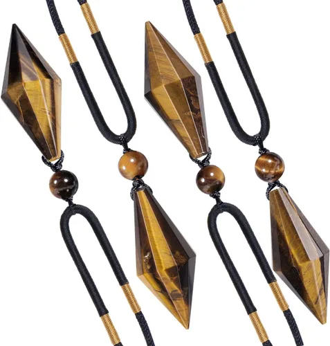 Vista 4 de TUMBEELLUWA Collar con colgante de cristal facetado curativo ajustable de 18 a 26 pulgadas para hombres y mujeres, collar de péndulo de piedra Reiki