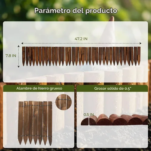 Vista 3 de WORTH Borde de madera para paisajismo, borde flexible para césped de jardín 1-Paquete