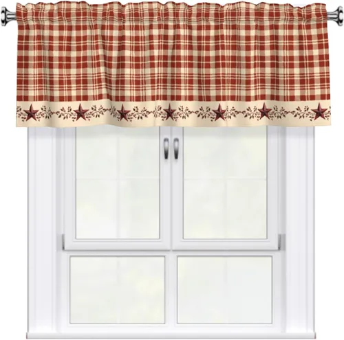Vista 67 de Cenefa de estrella del oeste de Texas para ventana, rústica, granja, granero, cocina, cenefa de ventana rural vintage con bolsillo para barra