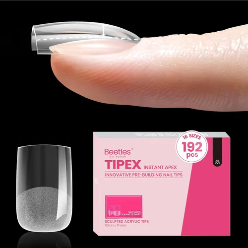 Vista 9 de Beetles Tipex Instant Apex - Puntas de uñas cuadradas largas, 192 piezas, 16 tamaños (00-14)