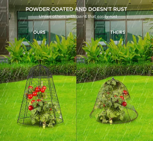 Vista 4 de boldworks Cloches de Jardín para Plantas, Jaulas de Alambre de Pollo para Proteger de Animales al Aire Libre, Extra Grandes, Resistente a