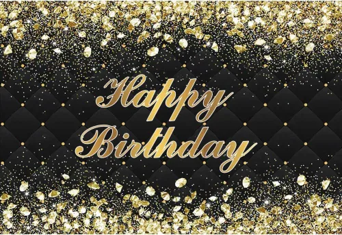 Vista 14 de Renaiss Telón de Fondo Banner de Feliz Cumpleaños de 5x3 pies Diamantes Reales Dorado Azul Fondo de Fotografía para Hombres Mujeres Fiesta