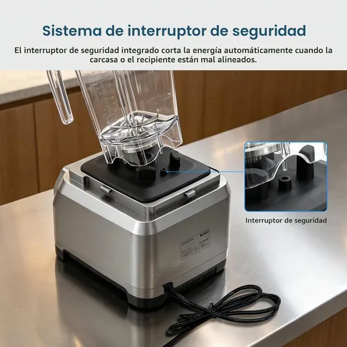 Vista 4 de Bleou 1680W Commercial Blender with Sound Shield & Self-Cleaning
