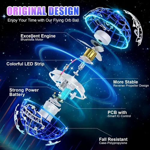 Vista 2 de RIEYON Bola de orbe voladora 2025 Actualización Hover Boomerang Ball 6 efectos de iluminación, juguetes geniales para niños, adolescentes y adultos