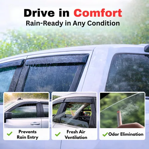 Vista 4 de KPY Protector de lluvia compatible con Toyota RAV4 1996-2000 (4 puertas), 4PC Visera de ventana Deflectores de ventilación de ventana lateral