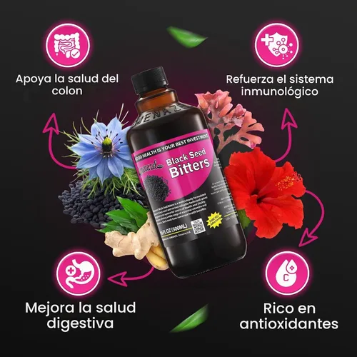 Vista 7 de Amenazel - Amargos orgánicos de semilla negra, 16 onzas líquidas.